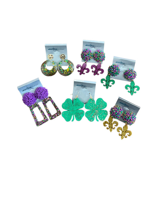 Mardi Gras & St. Patty’s Earrings